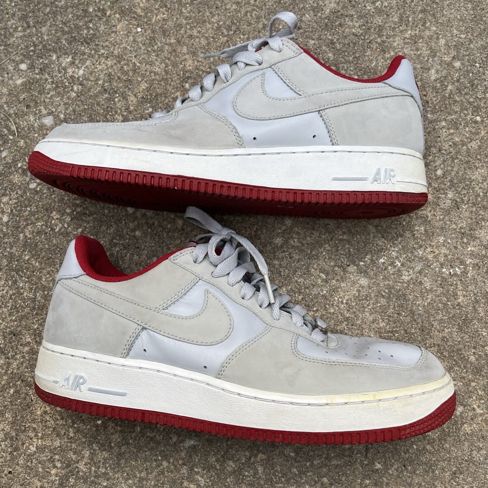 Nike Air Force 1 Sneakers Men's 8 Grey Varsity Red Y2K Low Top Basketball Shoes - Picture 9 of 16